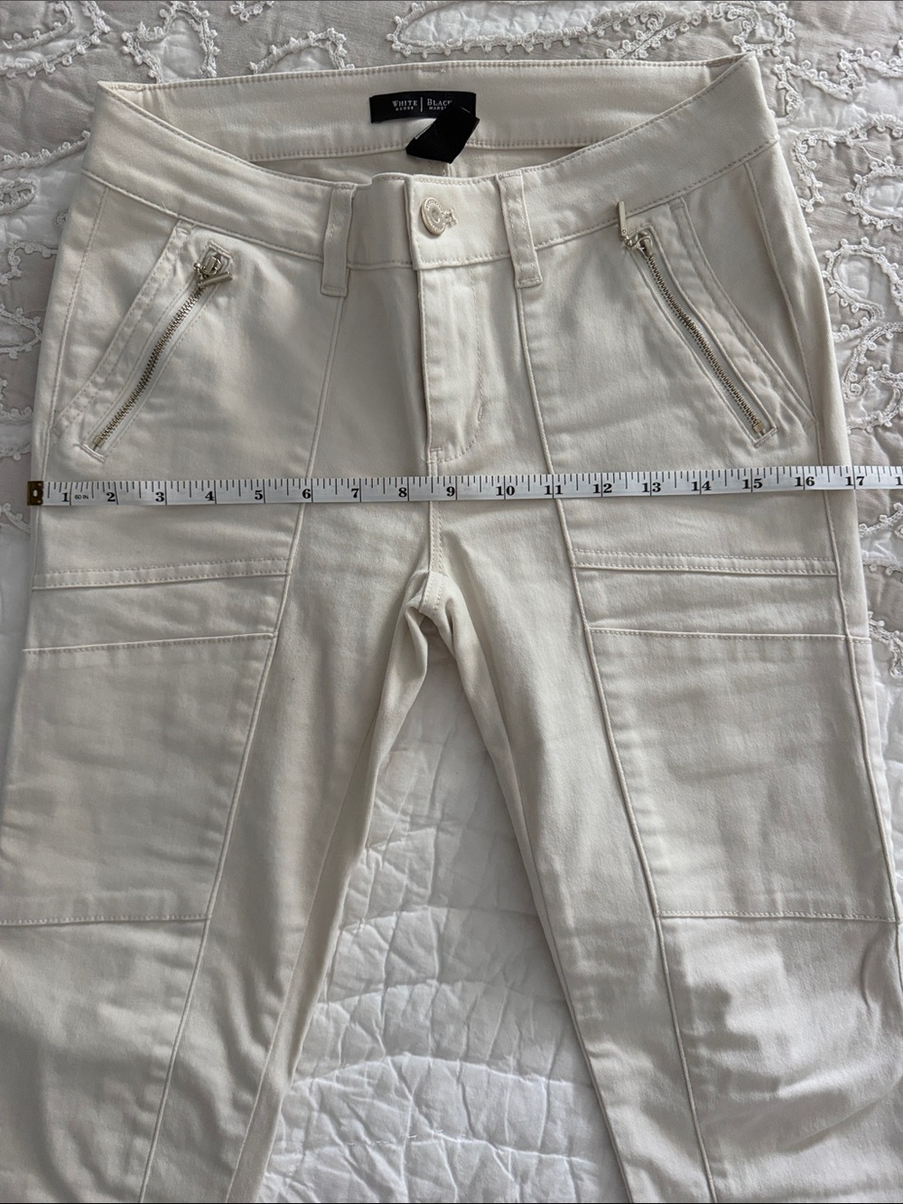 White House Black Market Off-White Zip Pocket Ankle Pants - Picture 9 of 9